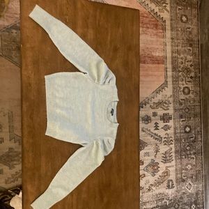 Light Blue Cropped Sweater with Puff Sleeves